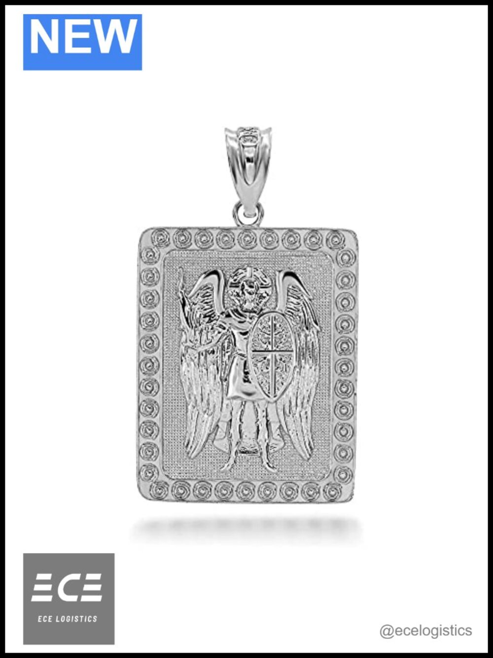 925 Sterling Silver St. Michael Archangel Medal Pendant Charm